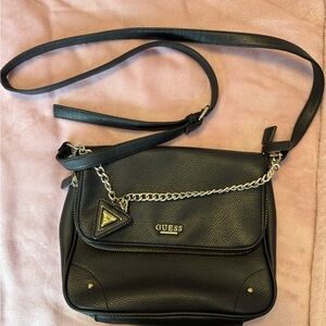 GUESS Black Crossbody Bag with Chain Accent